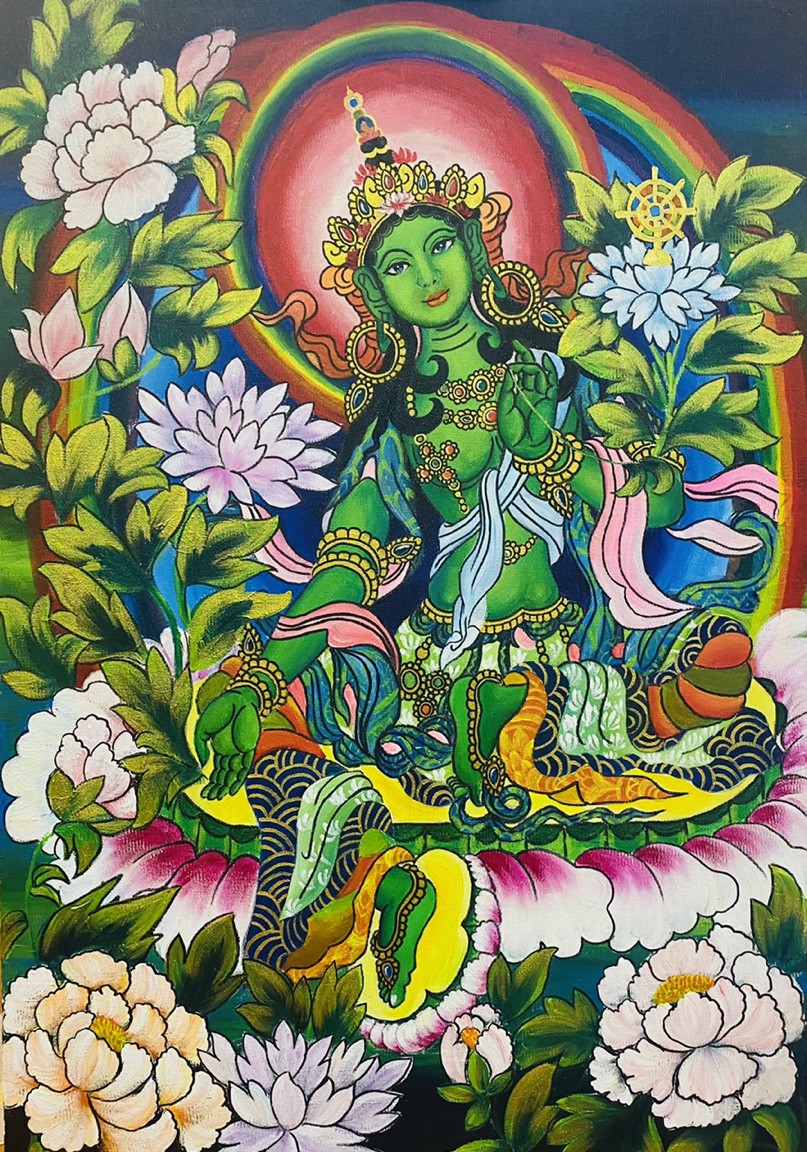 Tranh Phật - Phật Mẫu Tara Xanh